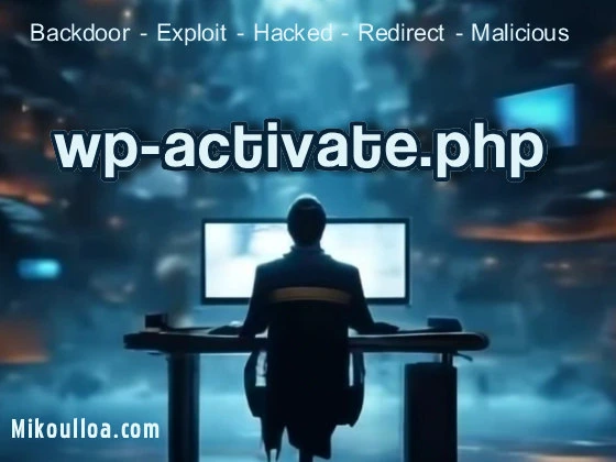 a man staring at a computer screen viewing the word wp-activate.php being displayed on the screen . 