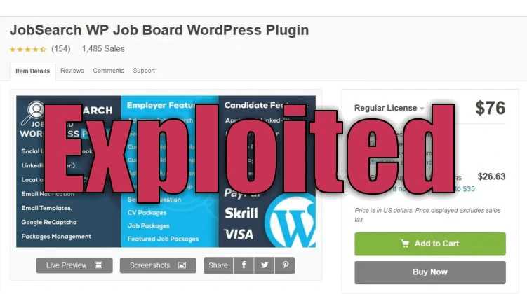 WP JobSearch 2.6.7 and lower version exploited