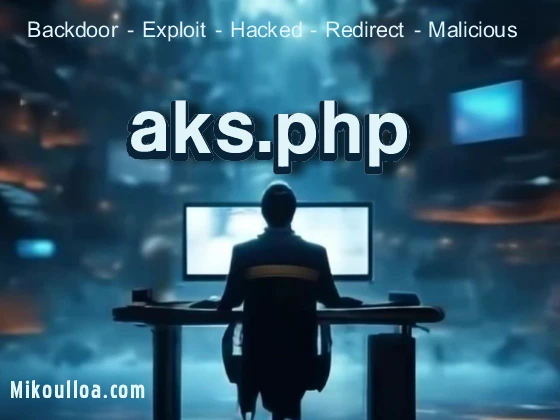 a computer hacker sitting on a computer table with the word aks.php written on top . 