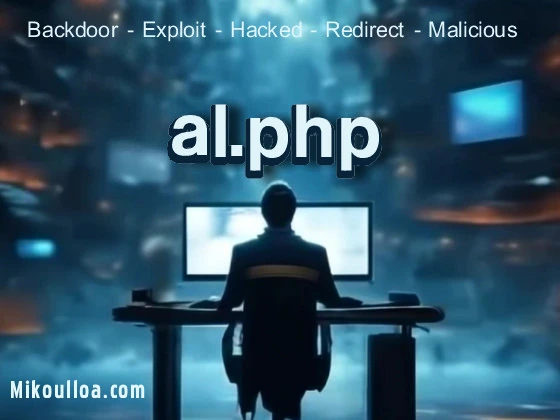 A men sitting in front of a computer with the word al.php that bots are trying to exploit. 