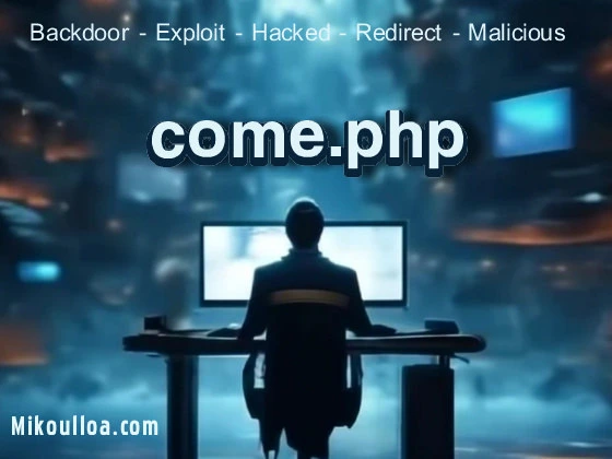 man sitting in front of a computer screen with the words come.php printed on top.