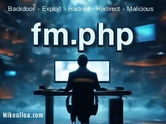 fm.php - hacker sitting in front of computer with the words fm.php posted above him