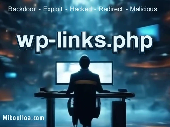 a man sitting in front of a computer table with the word wp-links.php showing on the computer screen.