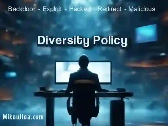 the words Diversity Policy being displayed on a screen with a man sitting in front of it .